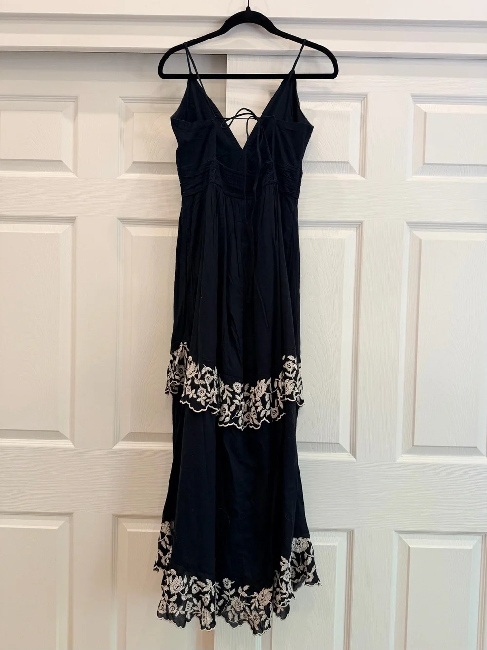 Abercrombie & Fitch Black Maxi Dress with White Floral Embroidery